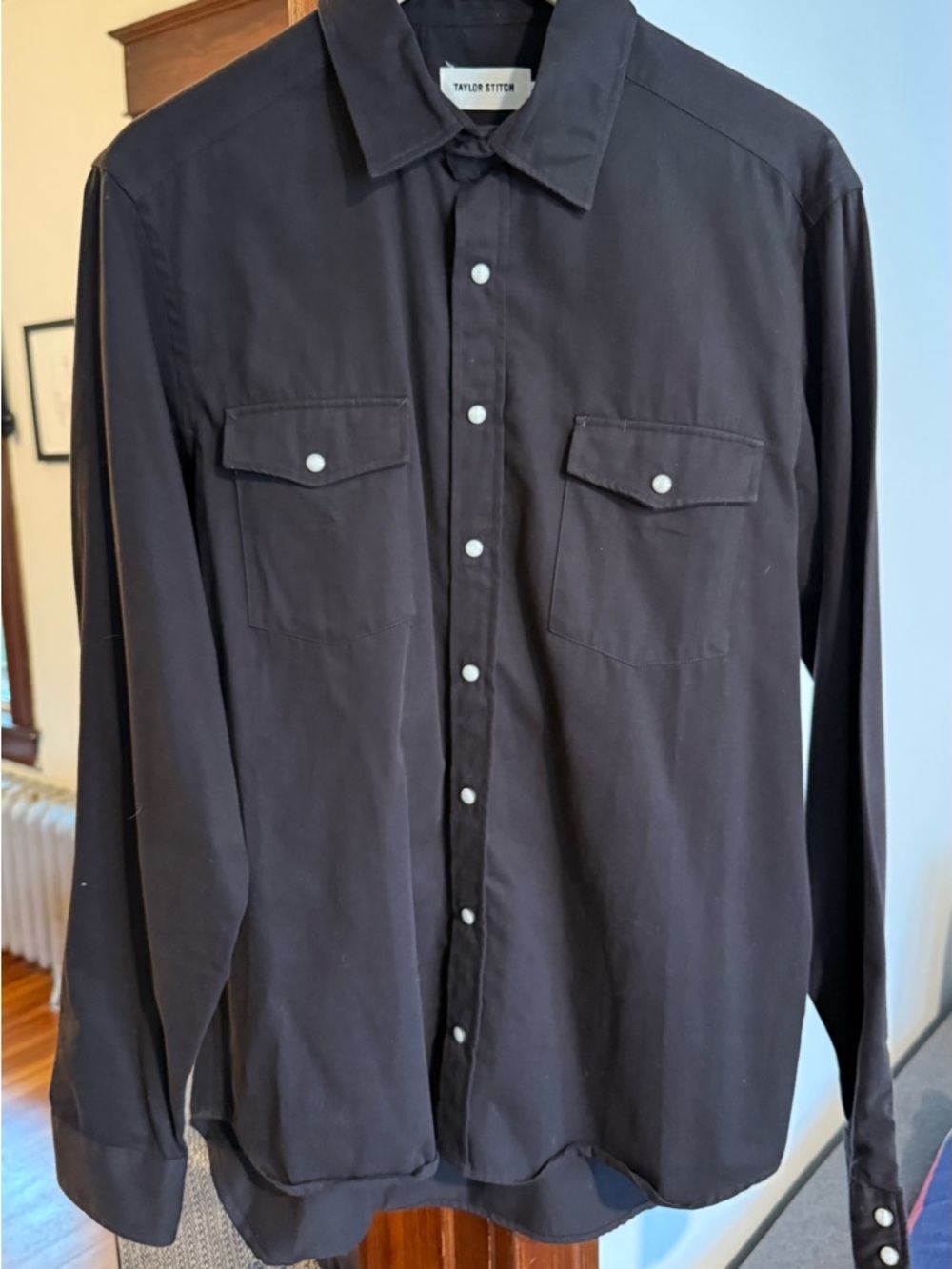 Taylor Stitch Western Washed Black Long-Sleeve Button up, Pearly snaps Mens L/42